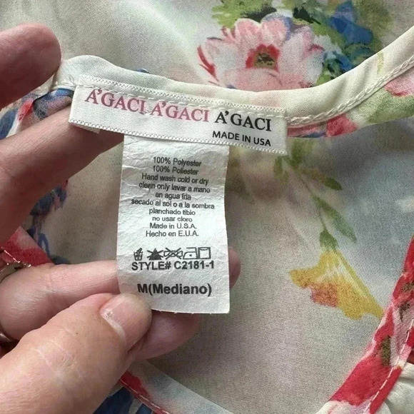 A’Gaci Floral Studded Sheer Blouse Size M - Picture 5 of 6